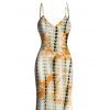 Vintage Vacation Dress Tie Dye Geometric Print Spaghetti Strap Mermaid Bodycon Dress - multicolor S | US 4