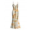 Vintage Vacation Dress Tie Dye Geometric Print Spaghetti Strap Mermaid Bodycon Dress - multicolor M | US 6