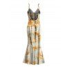 Vintage Vacation Dress Tie Dye Geometric Print Spaghetti Strap Mermaid Bodycon Dress - multicolor L | US 8-10