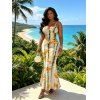 Vintage Vacation Dress Tie Dye Geometric Print Spaghetti Strap Mermaid Bodycon Dress - multicolor XXL | US 14