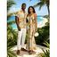 Vintage Vacation Couple Outfit Tie Dye Geometric Print Spaghetti Strap Mermaid Bodycon Dress and Shirt Set - multicolor S | US 4
