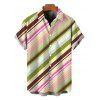 Vacation Couple Outfit Colorblock Bias Striped Print Spaghetti Strap Bodycon Mermaid Dress and Shirt Set - multicolor S | US 4