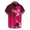 Vacation Couple Outfit Ombre Orchid Floral Print Spaghetti Strap Bodycon Mermaid Dress and Shirt Set - Rouge Rose S | US 4