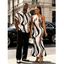 Vacation Couple Outfit Colorblock Geometric Curved Line Print Spaghetti Strap Mermaid Bodycon Dress and Shirt Set - multicolor S | US 4