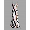 Vacation Couple Outfit Colorblock Geometric Curved Line Print Spaghetti Strap Mermaid Bodycon Dress and Shirt Set - multicolor S | US 4