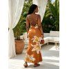 Vacation Couple Outfit Watercolor Lily Floral Print Spaghetti Strap Mermaid Bodycon Dress and Shirt Set - Brun Légère S | US 4