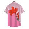 Vacation Couple Outfit Ombre Watercolor Floral Print Spaghetti Strap Bodycon Mermaid Dress and Shirt Set - Rose S | US 4