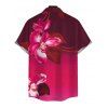 Men's Vacation Shirt Ombre Orchid Floral Print Button Up Shirt - Rouge Rose 5XL