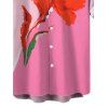 Men's Vacation Shirt Ombre Watercolor Floral Print Button Up Shirt - Rose 5XL