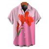 Men's Vacation Shirt Ombre Watercolor Floral Print Button Up Shirt - Rose 5XL