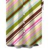 Men's Vacation Shirt Colorblock Bias Striped Print Button Up Shirt - multicolor 5XL