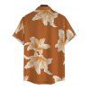 Men's Vacation Shirt Watercolor Lily Floral Print Button Up Shirt - Brun Légère 5XL
