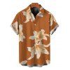 Men's Vacation Shirt Watercolor Lily Floral Print Button Up Shirt - Brun Légère 5XL
