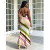 Vacation Dress Colorblock Bias Striped Print Spaghetti Strap Bodycon Mermaid Dress - multicolor M | US 6