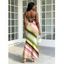 Vacation Dress Colorblock Bias Striped Print Spaghetti Strap Bodycon Mermaid Dress - multicolor XL | US 12