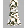 Vacation Dress Vintage Colorblock Fluid Marble Print Spaghetti Strap Mermaid Bodycon Dress - Blanc L | US 8-10