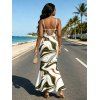Vacation Dress Vintage Colorblock Fluid Marble Print Spaghetti Strap Mermaid Bodycon Dress - Blanc XL | US 12