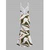 Vacation Dress Vintage Colorblock Fluid Marble Print Spaghetti Strap Mermaid Bodycon Dress - Blanc XXL | US 14