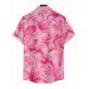 Men's Vacation Shirt Watercolor Lily Floral Print Button Up Shirt - Rose L