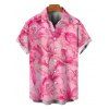 Men's Vacation Shirt Watercolor Lily Floral Print Button Up Shirt - Rose L