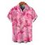 Men's Vacation Shirt Watercolor Lily Floral Print Button Up Shirt - Rose L