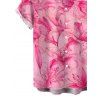 Men's Vacation Shirt Watercolor Lily Floral Print Button Up Shirt - Rose L