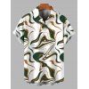 Men's Vacation Shirt Vintage Colorblock Fluid Marble Print Button Up Shirt - Blanc L