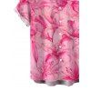 Vacation Couple Outfit Watercolor Lily Floral Print Spaghetti Strap Bodycon Mermaid Dress and Shirt Set - Rose S | US 4