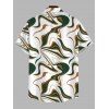 Vacation Couple Outfit Vintage Colorblock Fluid Marble Print Spaghetti Strap Mermaid Bodycon Dress and Shirt Set - Blanc S | US 4