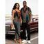 Vacation Couple Outfit Vintage Ombre Zig Zag Print Spaghetti Strap Maxi Bodycon Dress and Shirt Set - Noir S | US 4