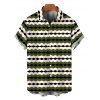 Men's Vintage Shirt Colorblock Geometric Zig Zag Print Button Up Shirt - Vert Armée 5XL