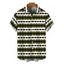 Men's Vintage Shirt Colorblock Geometric Zig Zag Print Button Up Shirt - Vert Armée 5XL