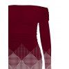 Vacation Party Dress Ombre Argyle Geometric Print Foldover Off the Shoulder Mermaid Bodydon Dress - Rouge Vineux L | US 8-10