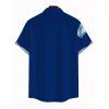 Men's Vacation Shirt Embroidery‑Style Lily Floral Print Button Up Shirt - Bleu profond L