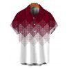 Men's Vacation Shirt Ombre Argyle Geometric Print Button Up Shirt - Rouge Vineux L