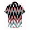 Men's Vintage Vacation Shirt Colorblock Wave Line Print Button Up Shirt - multicolor A L
