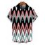 Men's Vintage Vacation Shirt Colorblock Wave Line Print Button Up Shirt - multicolor A L