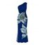 Vacation Party Dress Embroidery‑Style Lily Floral Print Ruched One Shoulder Slit Mermaid Bodycon Dress - Bleu profond L | US 8-10