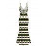 Vintage Dress Colorblock Geometric Zig Zag Print Spaghetti Strap Mermaid Maxi Bodycon Dress - Vert Armée L | US 8-10