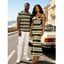 Vintage Couple Outfit Colorblock Geometric Zig Zag Print Spaghetti Strap Mermaid Maxi Bodycon Dress and Shirt Set - Vert Armée S | US 4