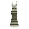 Vintage Couple Outfit Colorblock Geometric Zig Zag Print Spaghetti Strap Mermaid Maxi Bodycon Dress and Shirt Set - Vert Armée S | US 4