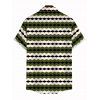 Vintage Couple Outfit Colorblock Geometric Zig Zag Print Spaghetti Strap Mermaid Maxi Bodycon Dress and Shirt Set - Vert Armée S | US 4