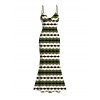 Vintage Couple Outfit Colorblock Geometric Zig Zag Print Spaghetti Strap Mermaid Maxi Bodycon Dress and Shirt Set - Vert Armée S | US 4