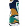 Vintage Vacation Couple Outfit Colorblock Abstract Print Ruched One Shoulder Slit Mermaid Bodycon Dress and Shirt Set - multicolor A S | US 4