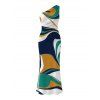 Vintage Vacation Couple Outfit Colorblock Abstract Print Ruched One Shoulder Slit Mermaid Bodycon Dress and Shirt Set - multicolor A S | US 4