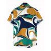 Vintage Vacation Couple Outfit Colorblock Abstract Print Ruched One Shoulder Slit Mermaid Bodycon Dress and Shirt Set - multicolor A S | US 4