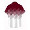 Vacation Couple Outfit Ombre Argyle Geometric Print Foldover Off the Shoulder Mermaid Bodydon Dress and Shirt Set - Rouge Vineux S | US 4
