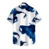 Men's Vacation Shirt Ink Painting Abstract Brush Print Button Up Shirt - Bleu profond XL