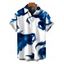 Men's Vacation Shirt Ink Painting Abstract Brush Print Button Up Shirt - Bleu profond XL