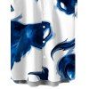 Men's Vacation Shirt Ink Painting Abstract Brush Print Button Up Shirt - Bleu profond XL